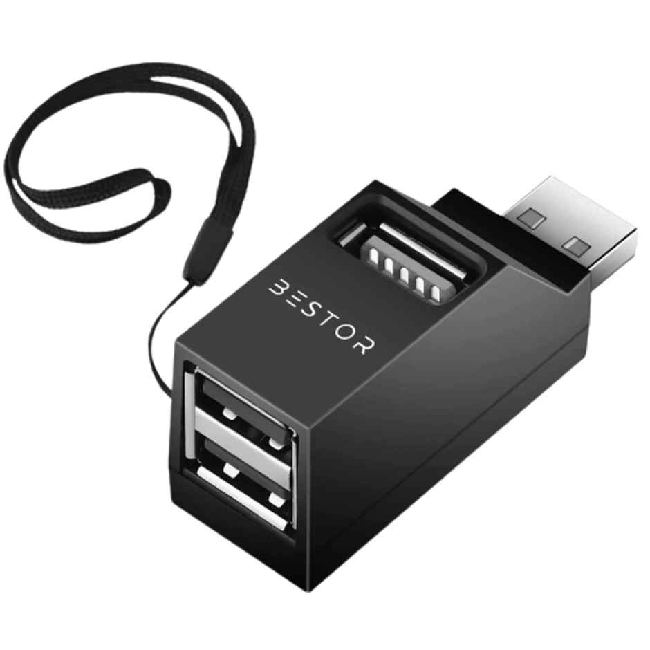 Bestor USB C Hub Multiport Adapter 3-in-1 Aluminum USB C to USB Adapter with 3 USB Ports, Compact for MacBook Pro, Chromebook, Galaxy, Surface, Notebook PC, Keyboard, Mouse, and Fast Data Transfer - Black