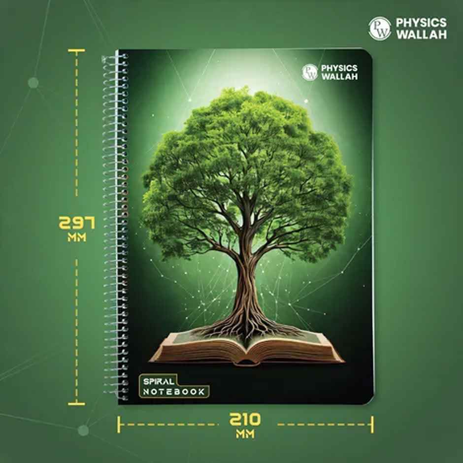 Physics Wallah A4 Size 300 Pages Spiral Binding Notebook | Ruled | Print may vary