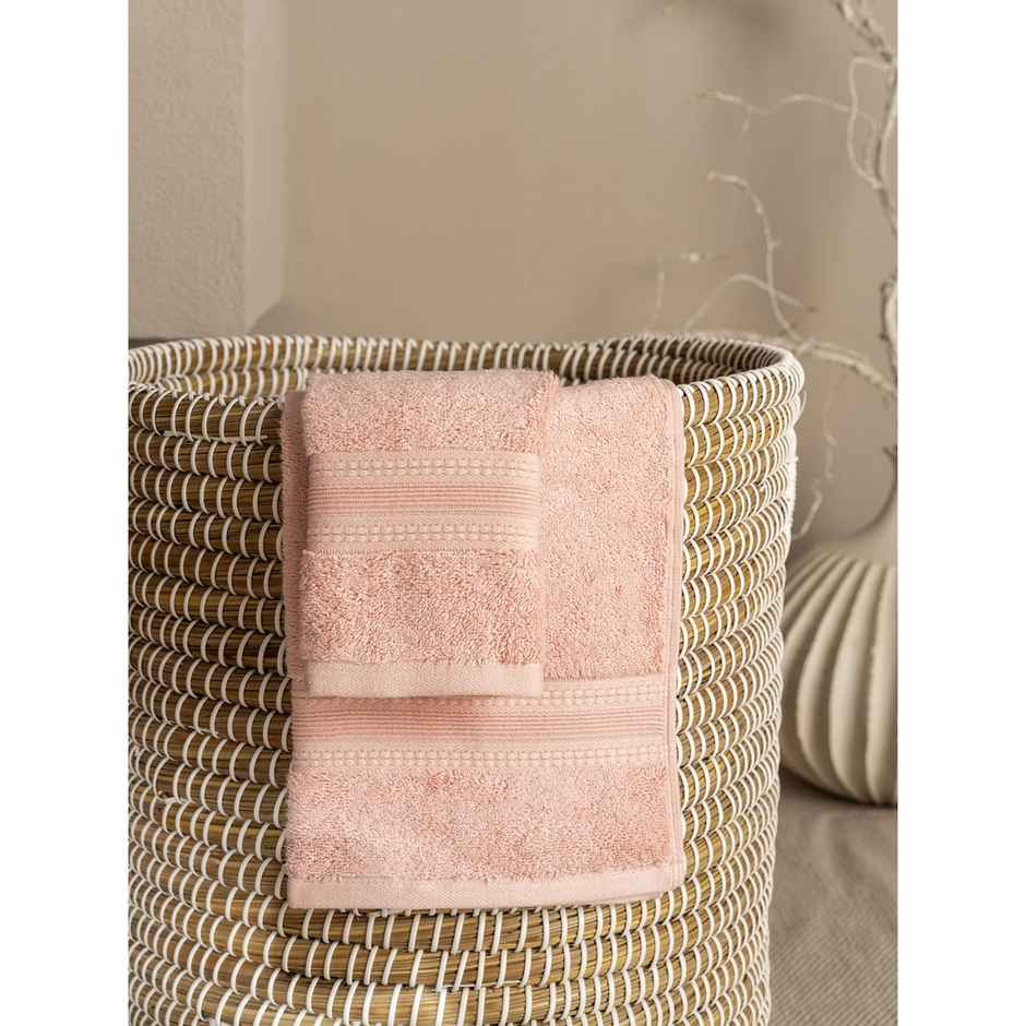 DDECOR Ecofriendly 70% Bamboo 30% Cotton Super Soft 650 GSM Solid Sustainable Hand Towel - Pink