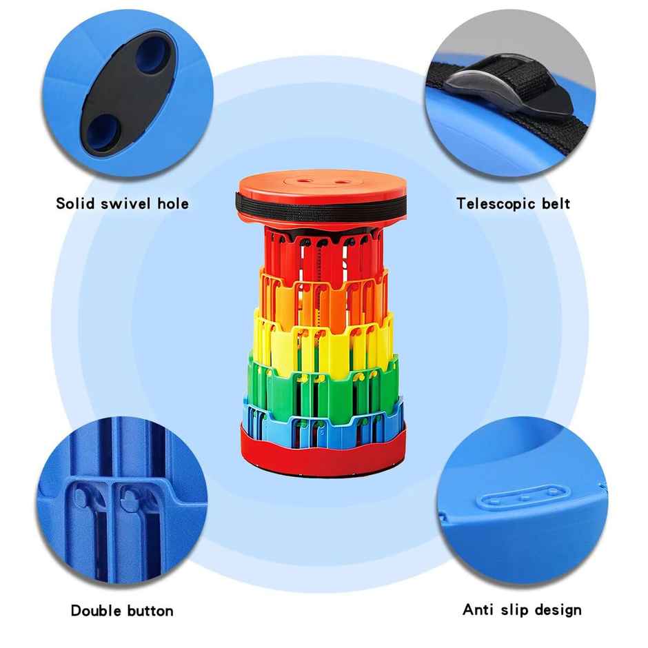 Round Portable Folding Stool, Telescopic- Assorted Color