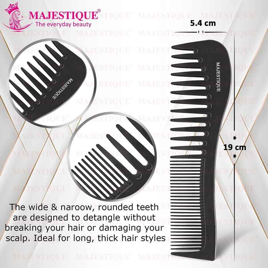 Majestique Professional 7.4 Inch Big Anti-Static Comb - Suitable for All Hair Types | Black