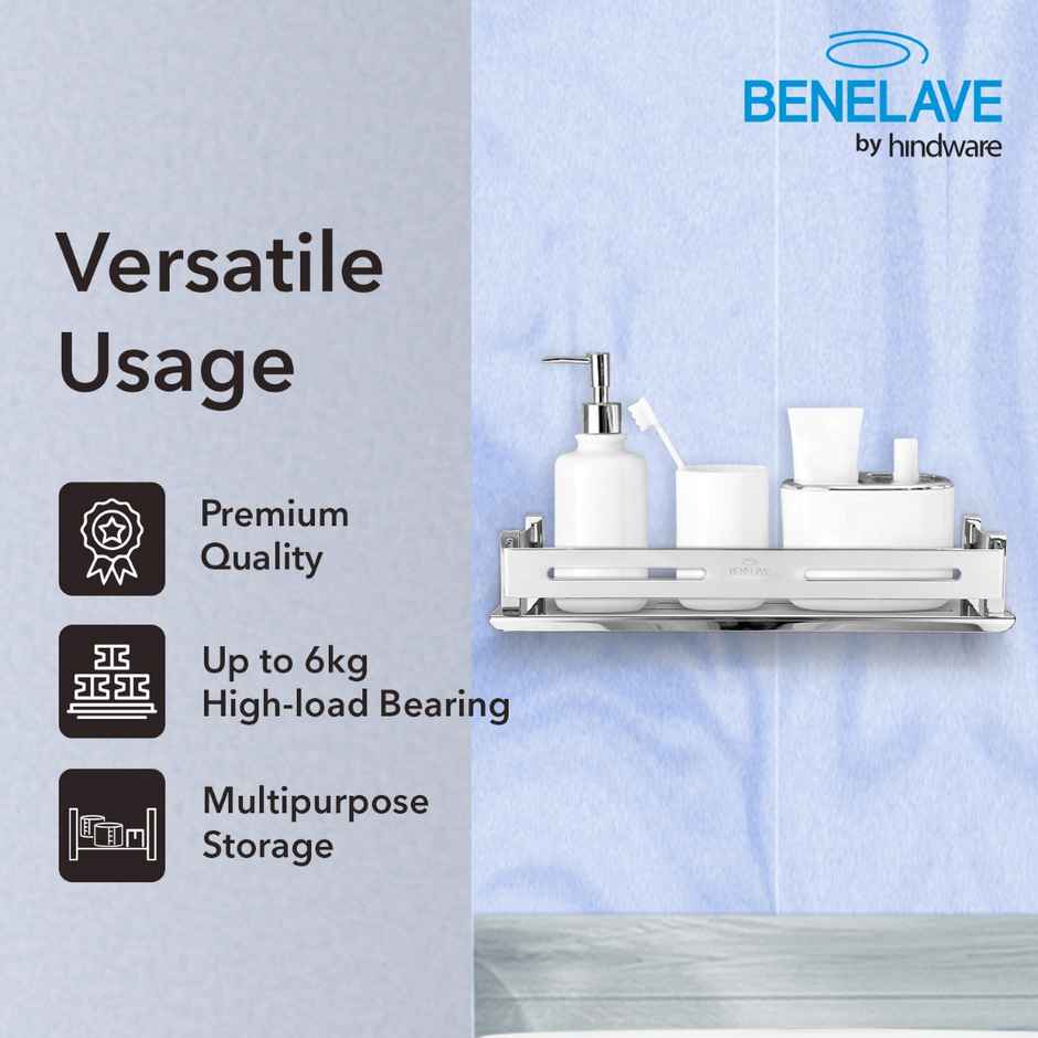 Benelave By Hindware Multi-Purpose Shelf For Bathroom And Kitchen | Stainless Steel Construction