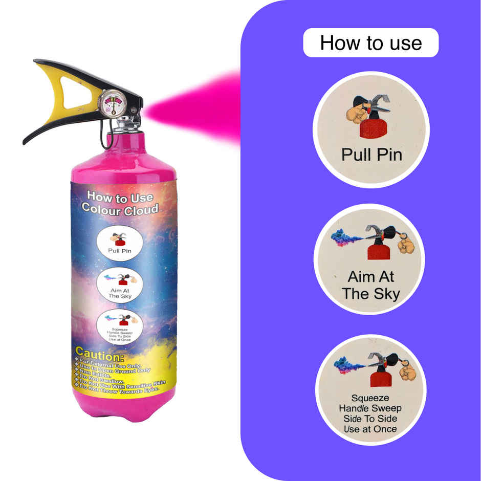 Holi Colour Cloud Cylinder Spray | Pink | 4 kg | Cock