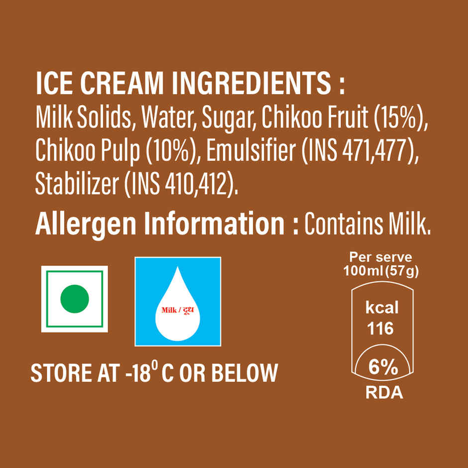 Dairy Day Chikoo Fruit Chunks Ice Cream Tub