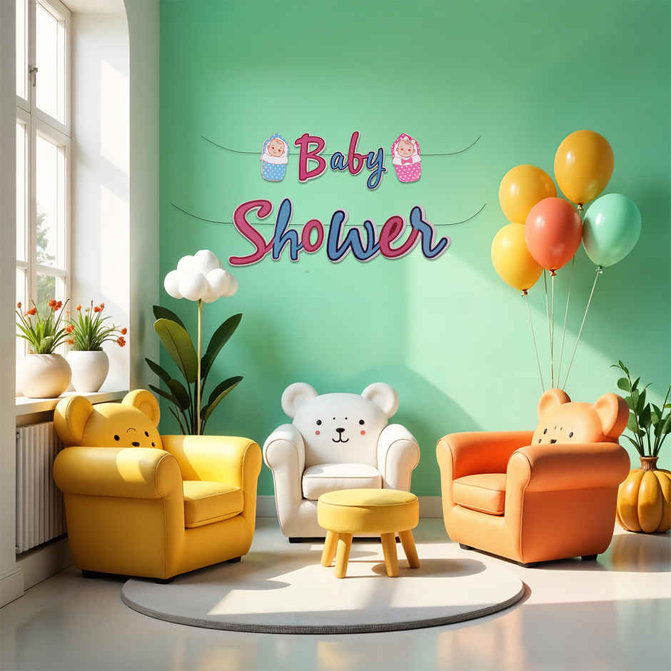 Baby Shower Glitter UV Gold Banner | Propcon