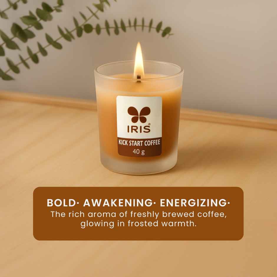 Kickstart Coffee Frosted Shot Glass Scented Candle | 8 Hours Burn Time | Home Decor | IRIS