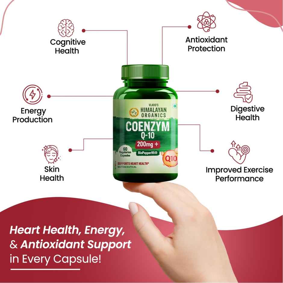 Vlado's Himalayan Organics CoQ10 200mg With BioPepper 60 VEG Capsules