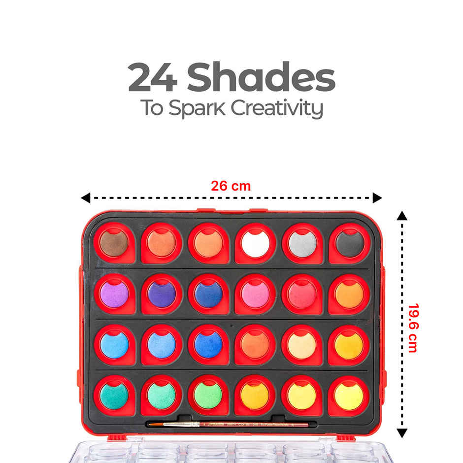 Camel Colorpad Watercolor Cake With Paint Brush 24 Shade Set