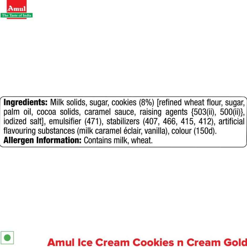 Amul Gold Cookies & Cream Ice Cream Tub | Smooth & Indulgent