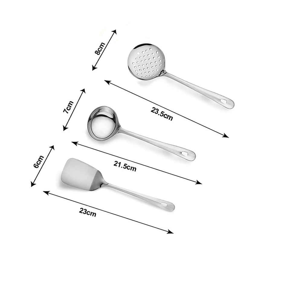 Petals 3 Pcs Cooking Serving Spoons Spatula Set - 9 Inches/23 Cms