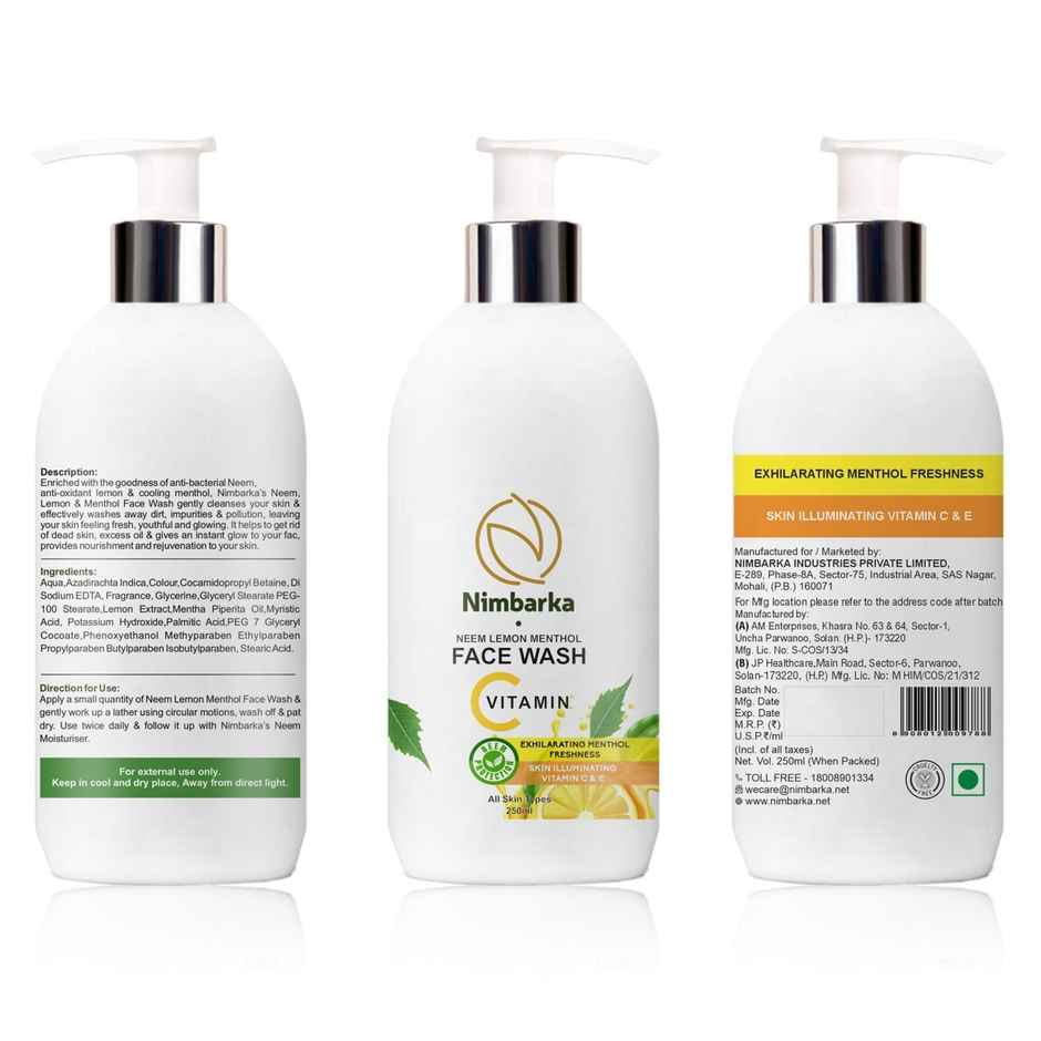 Nimbarka Neem Lemon Menthol Facewash Deep Cleansing Refreshing & Anti-Acne Formula