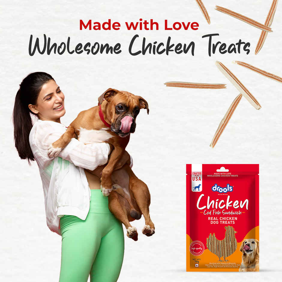 Drools Cod Fish Sandwich Dog Treats, Best For Training & Bonding | For Puppy & Adult