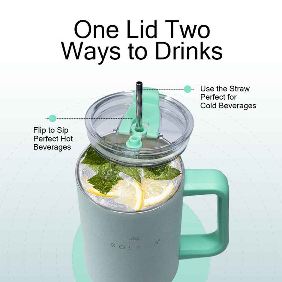 Solara 1.2 Liter Insulated Elixir Tumbler With Lid And Straw For Travel, Office, Home | Lemon Drop