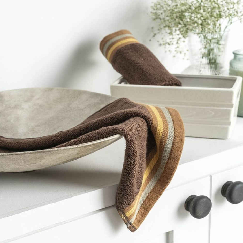 DDECOR Yarn Dyed Sporty Look Cotton Reversible 500 GSM Face Towel - Coffee Brown/Chocolate Brown