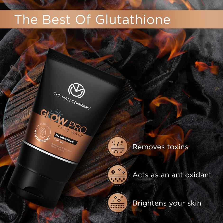 The Man Company Glow Pro Face Wash For Men Enriched with Glutathione, Charcoal | Instant Glow, Deep Cleansing & Evens Skin Tone