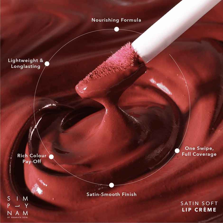 Simply Nam Satin Soft Lip Creme | Rani | Cinnamon Pink Tranfer Proof, Made With Rose Flower Extracts
