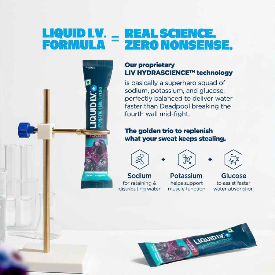 Liquid I.V.Hydration Multiplier-Acai Berry |3 Sticks - 1.5 Ltrs|Hydration Drink Mix