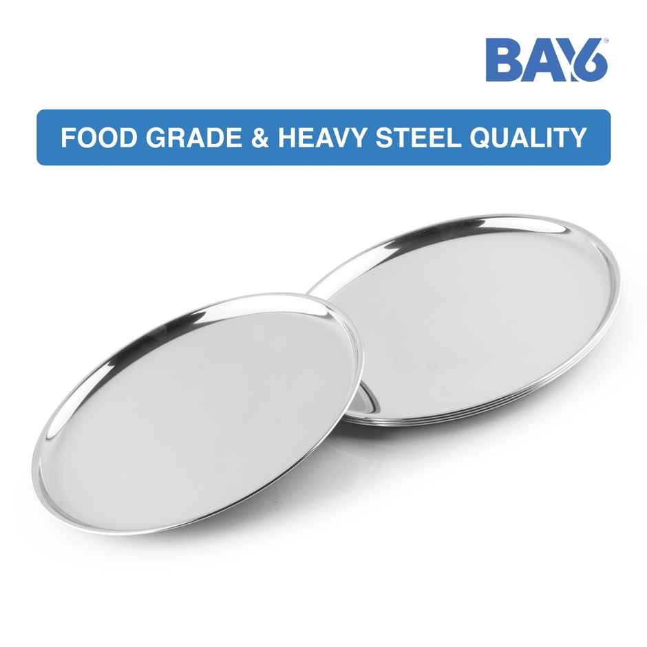 BAY6 Traditional Stainless Steel Thali– 9 Inch - (4pc)