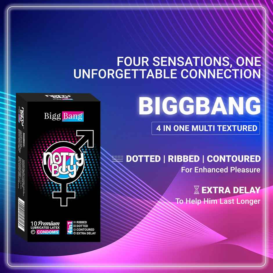 NottyBoy BiggBang 4in1 | Delay | Ribbed | Dotted Condom With Snug Fit