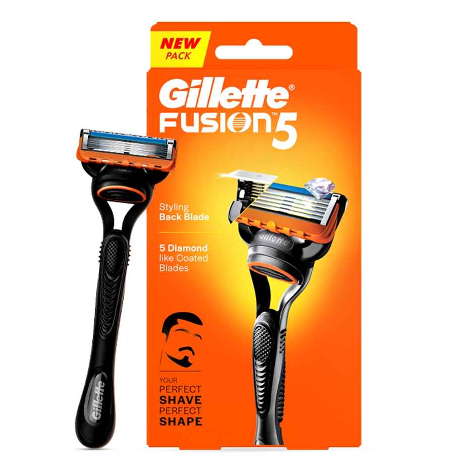Gillette Fusion Manual Shaving Razor For Men (1pc) & Gillette Sensitive Shaving Gel Soothing With Aloe Vera (195g) Combo