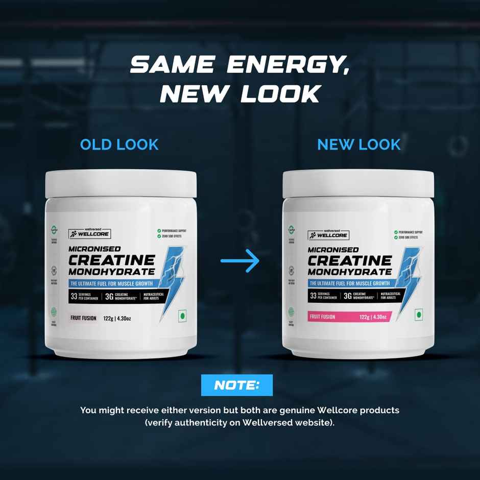 Wellcore Pure Micronised Creatine Monohydrate (122G, 33 Servings) Fruit Fusion