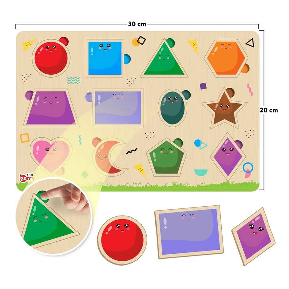 Shapes Wooden Knob Puzzle Board For Kids With Pictures - Lb60