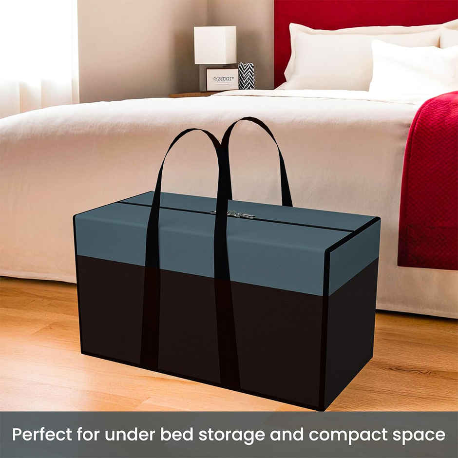 Kuber Industries Nylon 80L Large Underbed Storage Box | Blanket Storage Bags/Cover-Grey