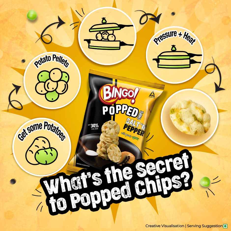 Bingo! Popped Chips Salt N Pepper | Crunchy & Savoury