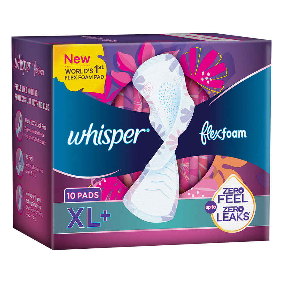 Whisper Flexfoam Sanitary Pads | XL+ | 10 pcs