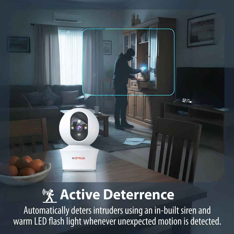 CP PLUS EZ-P34Q 3MP Wi-Fi PT Camera | 30M IR, Color Night Vision White LED & Google Home Support