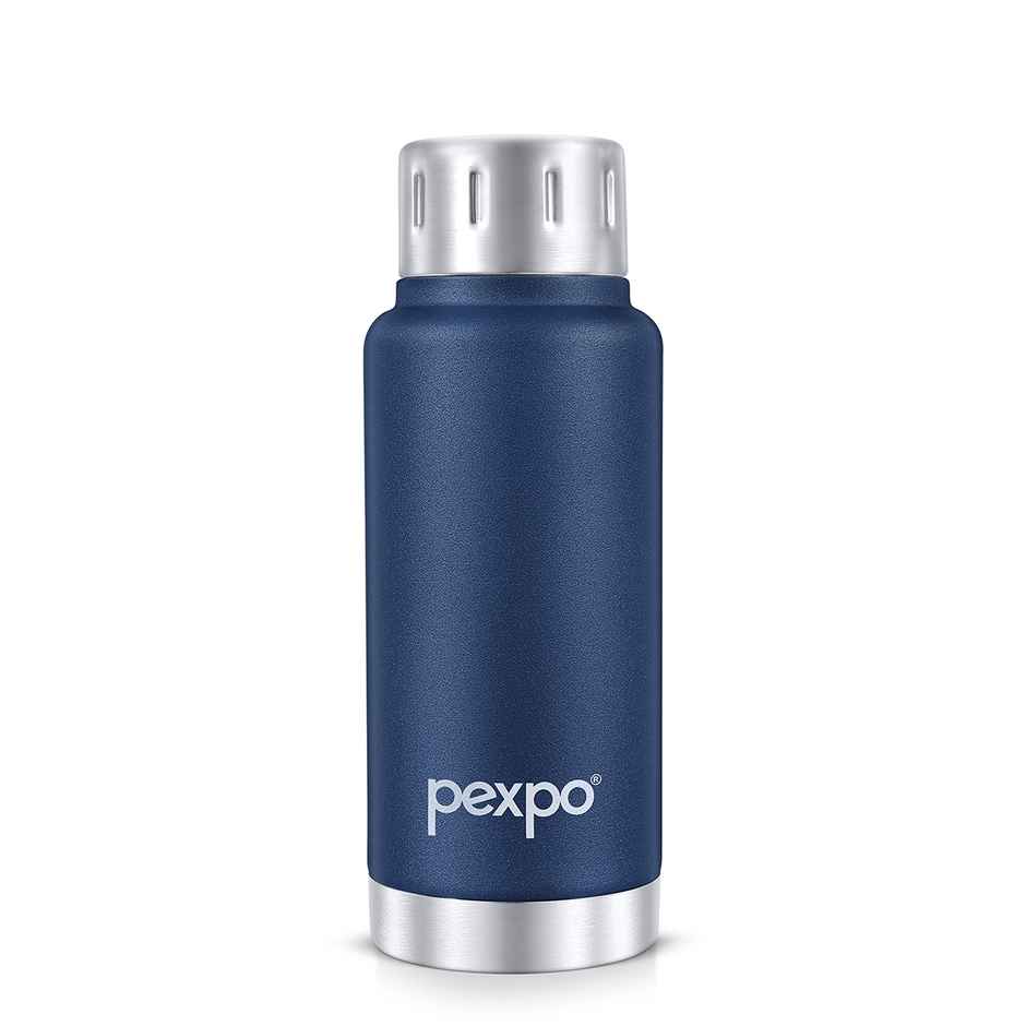 Pexpo Stainless Steel Cameo Hot & Cold Water Bottle | Denim Blue | 300 ml