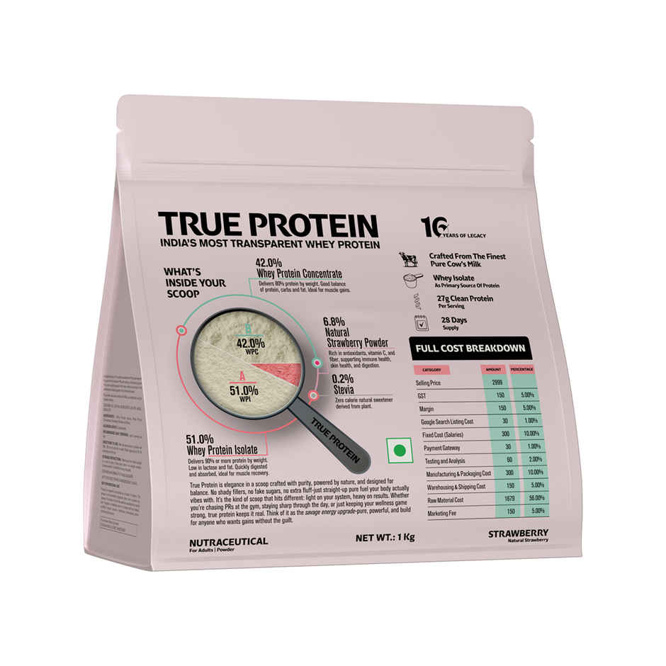True Protein Made with Four Natural Ingredients Only | Natural Strawberry