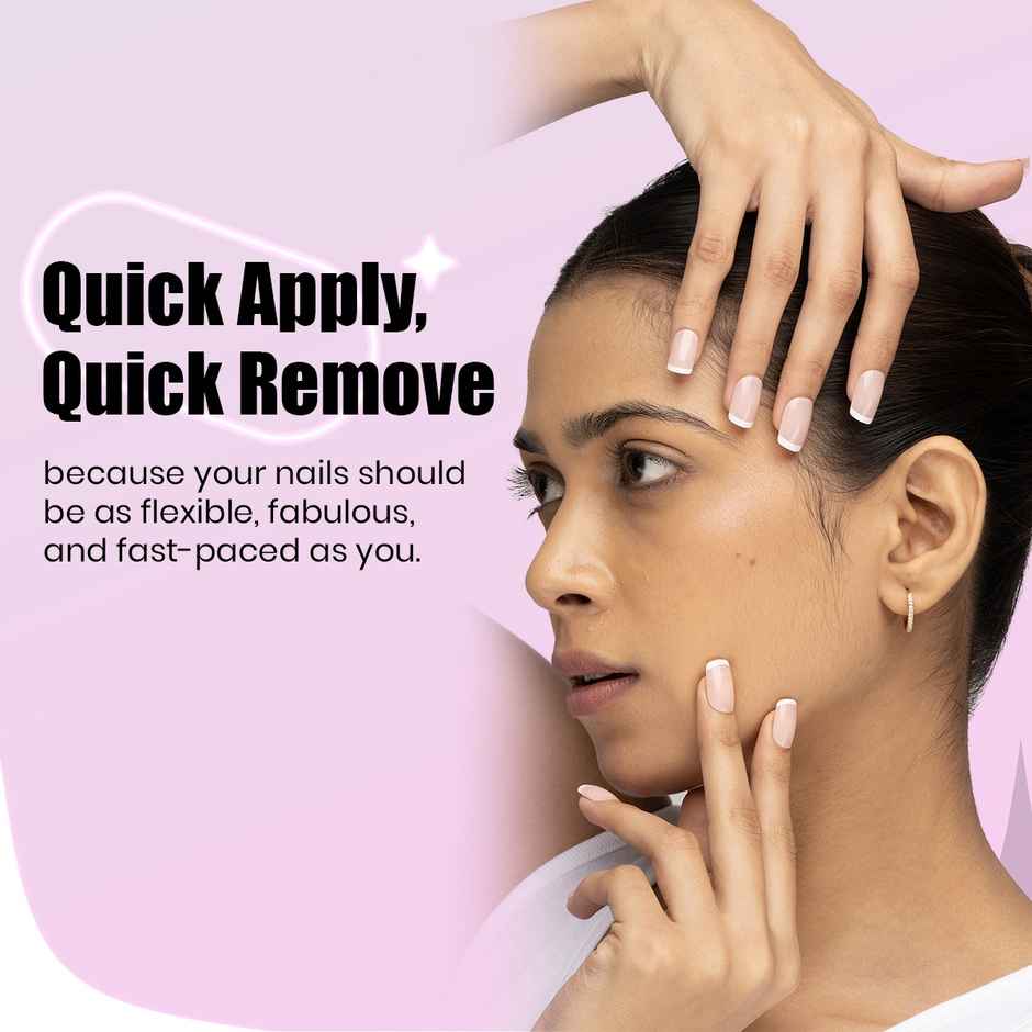 Sanfe Instant Stick On Nails-French Tip | Press On Nails Kit | Artificial Nails Set