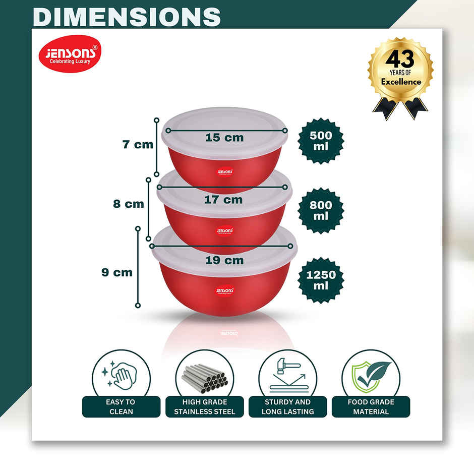 Jensons Microwafe Safe Bowl Set Of 3 | Assorted