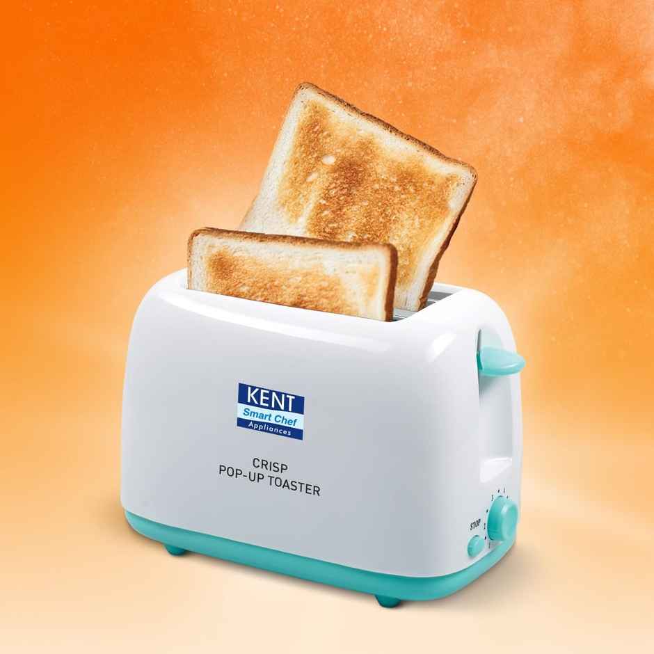 Kent 16105 Crisp Pop Up Toaster 650 Watts | 2 Slice Automatic Pop Up Electric Toaster - White