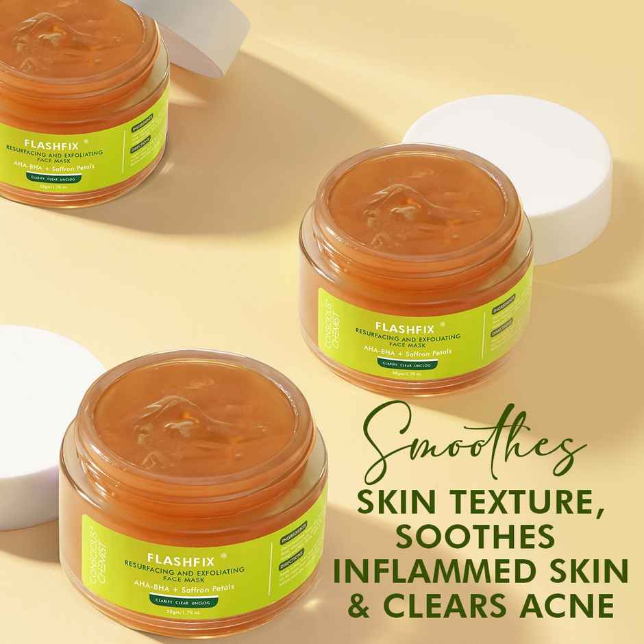 Conscious Chemist Exfoliating Face Mask For Oily Acne Prone Skin With Salicylic & Saffron Petals