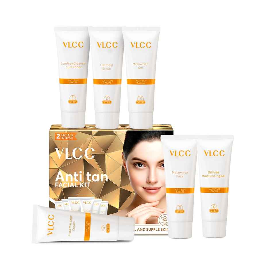 VLCC Salon At Home - Anti Tan Facial Kit - 60 g & Manicure Pedicure Kit Combo