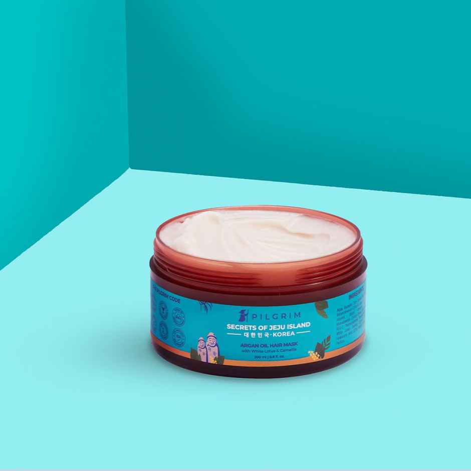 Pilgrim Korean Argan Oil Hair Mask for Dry & Frizzy Hair with White Lotus for Smoothening & Hairfall Control