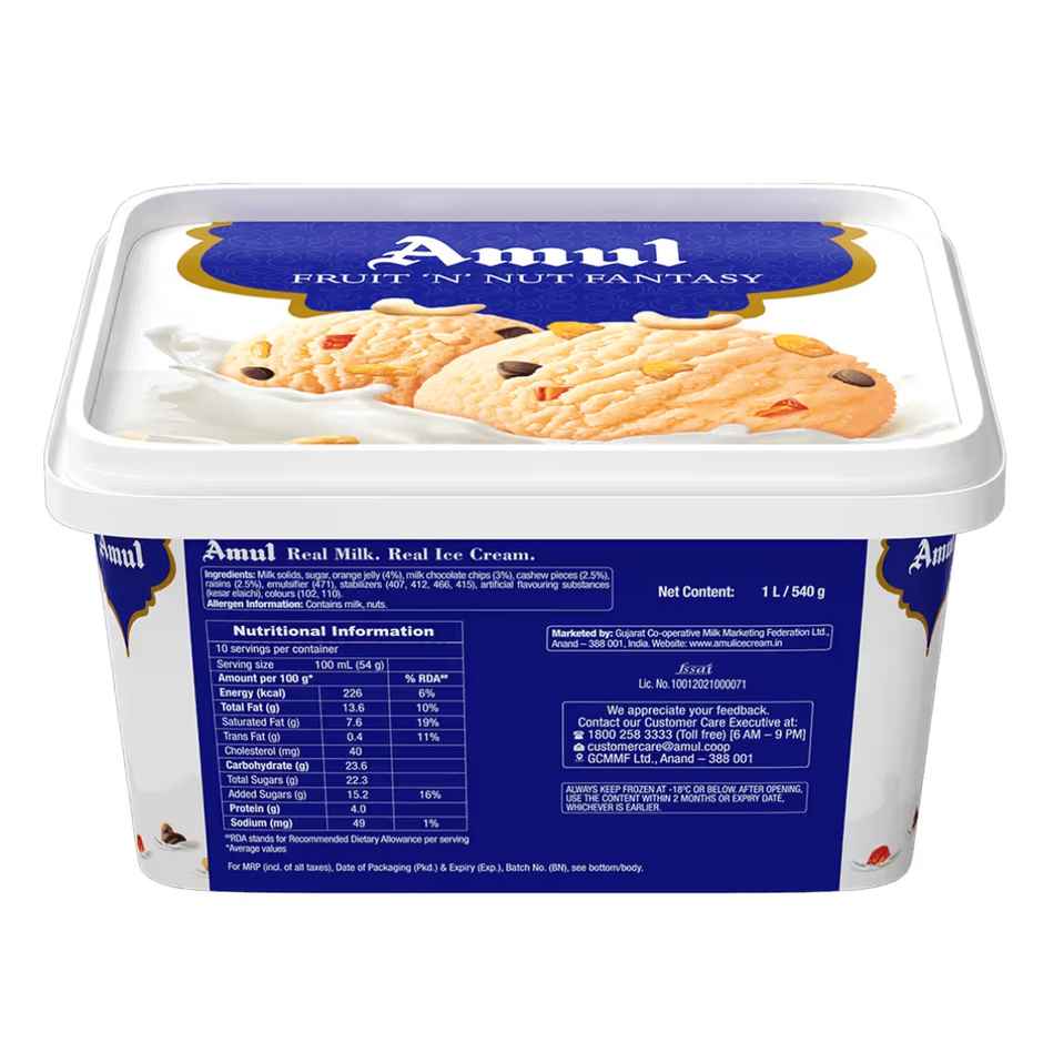 Amul Fruit N Nut Fantasy Ice Cream Tub | Creamy & Indulgent