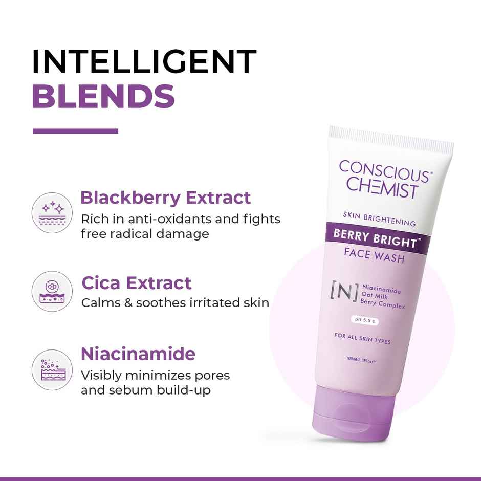 Conscious Chemist Pore Refining Brightening Face Wash With Niacinamide, Blueberry Extracts