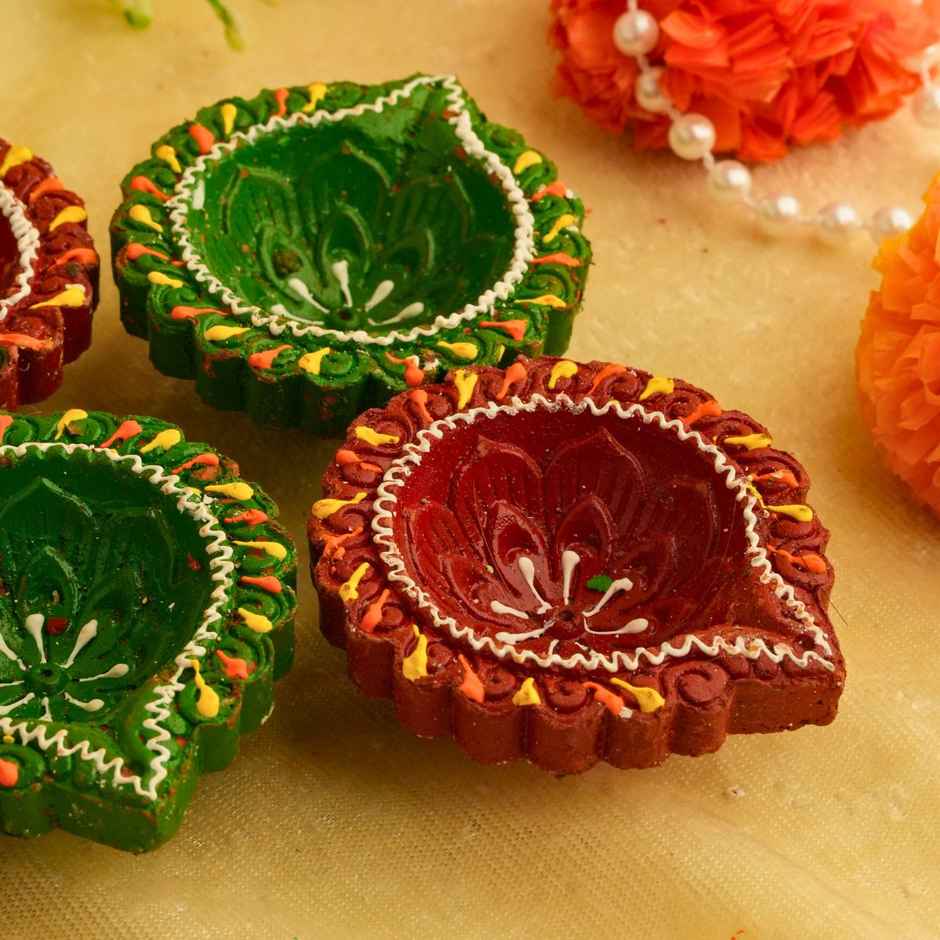 Decorative Clay Diya Carnation | Pack of 6 | Designer Diya | Shruti Creations