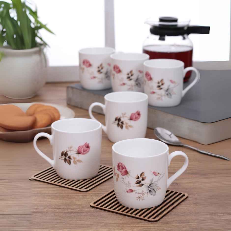 Clay Craft Fine Ceramic Asian 082 Tea/Coffee Cup Set Of 6 - 185 ml each