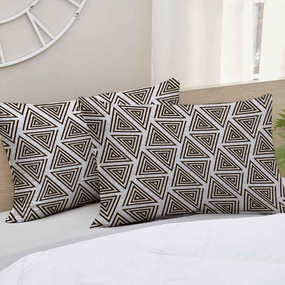 Elegant Weavers Varna Double Ethnic Bedsheet | With 2 Pillow Covers | White and Brown | 98 x 87 in