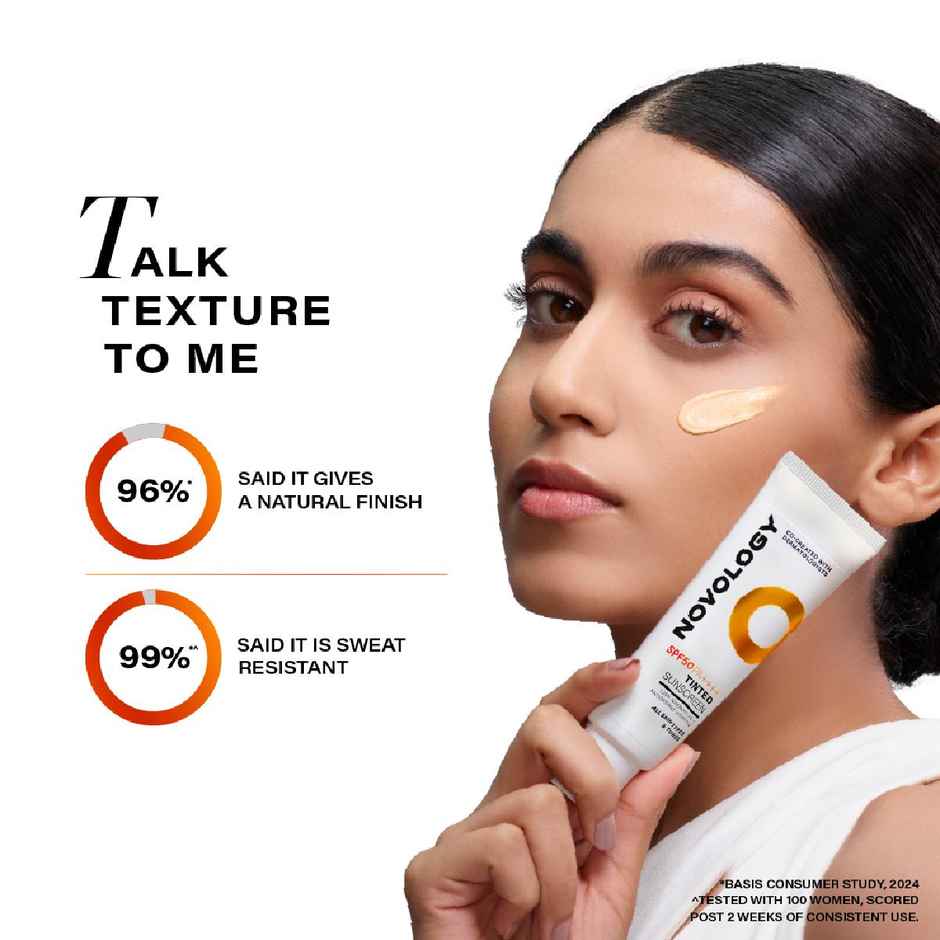 Novology Spf 50 Pa++++ Tinted Sunscreen For Pigmentation, For All Skin Types, Natural Finish