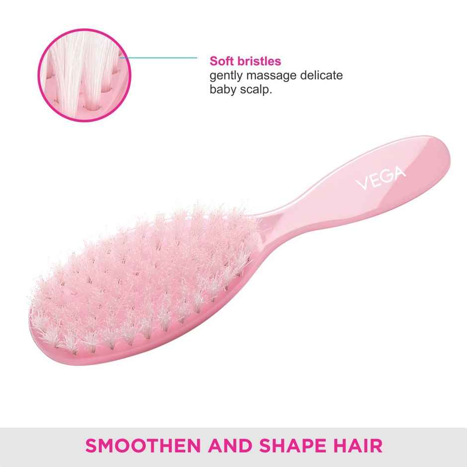 VEGA Baby Hair Brush and Comb Set with Natural Bristles for Baby Hair Grooming | 9959 | Assorted