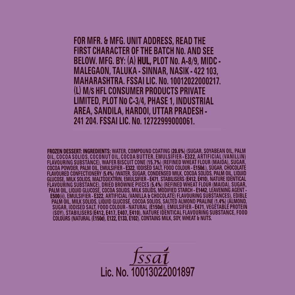 Kwality Wall's Cornetto Choco Brownie Cone Combo    