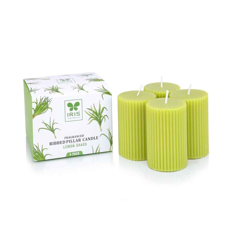 IRIS Lemon Grass Fragranced Pillar Candles