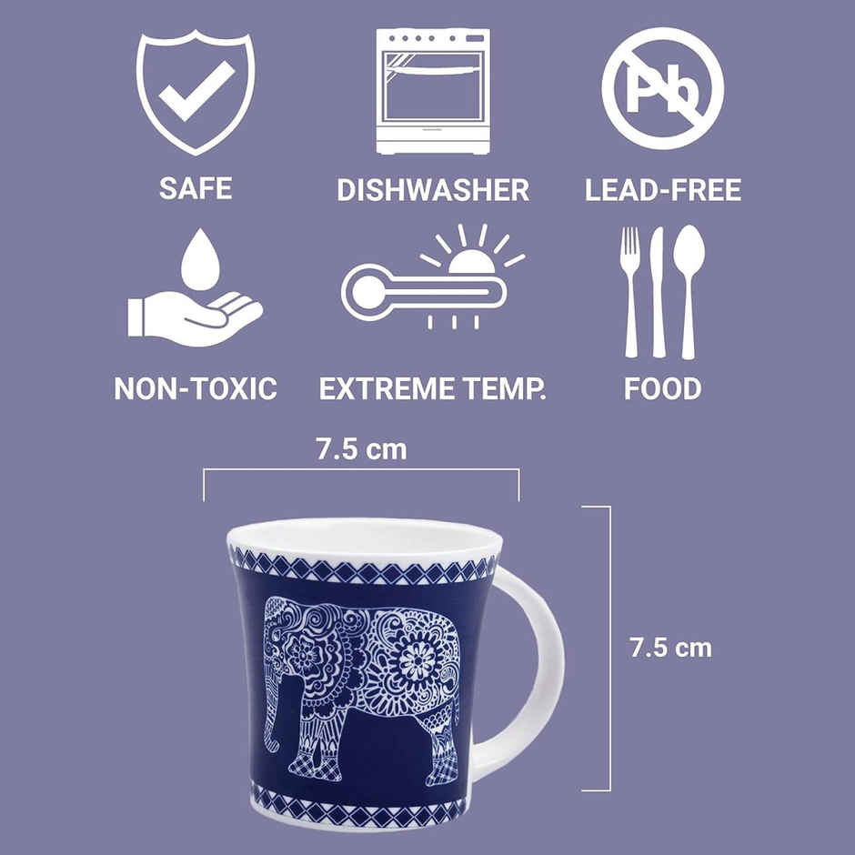 Femora Royal Elephant Tea Cup Set 4 Pcs Desh Ki Mitti Microwave Safe Desh Ki Mitti