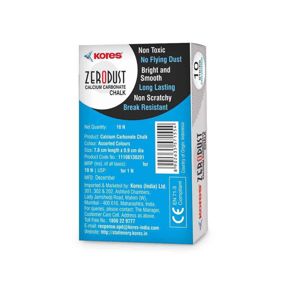 Kores Zero Dust Calcium Carbonate Chalk | Multicolour