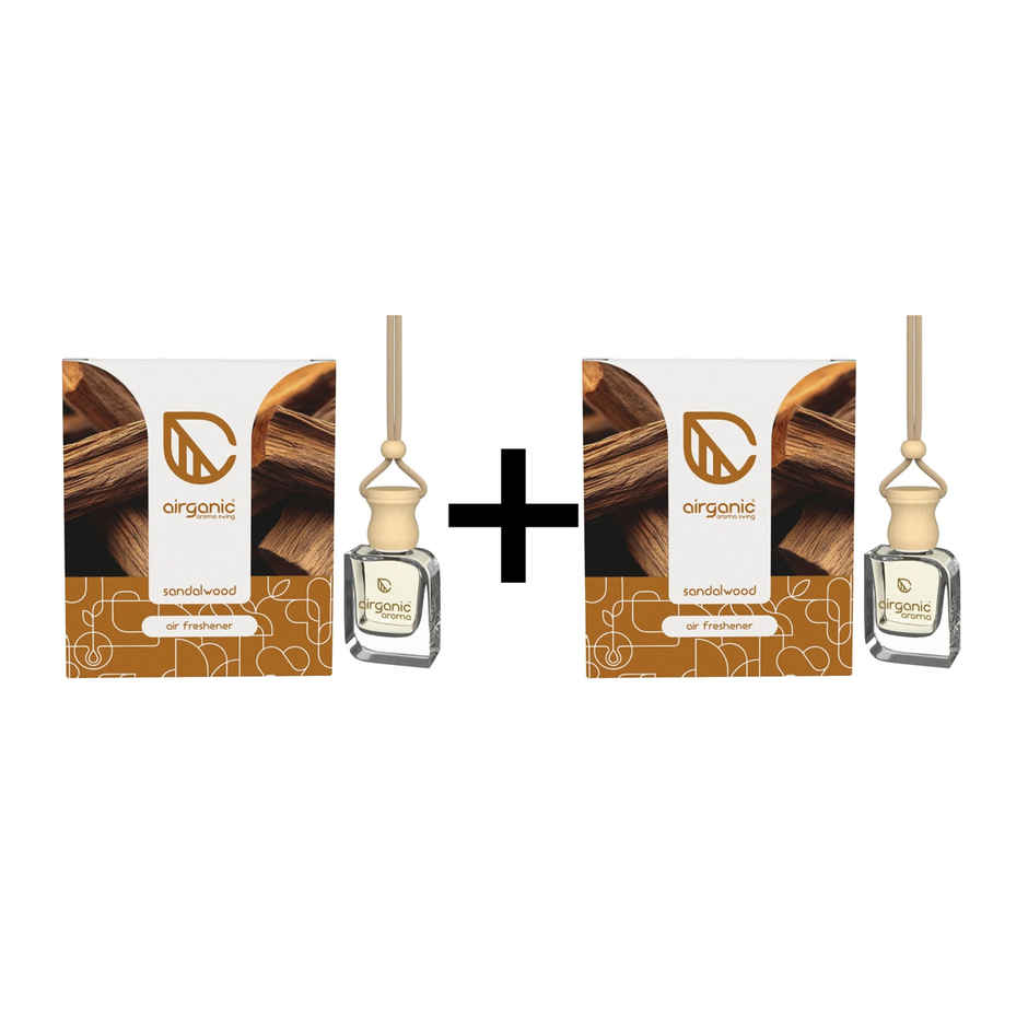 Airganic Swing Prime - Sandalwood Car Perfume Pod | Essential Oils in Glass Bottle with Wooden Lid Combo